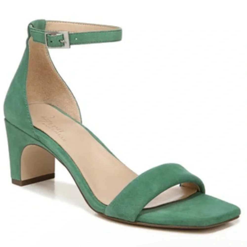 🌸27 EDIT NATURALIZER 🌸 Iriss Emerald Suede Ankle Strap Block Heels Size: 8 - Picture 2 of 11